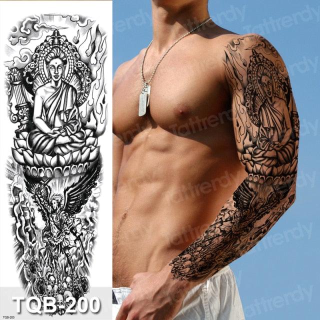 Luxury Black Temporary Tattoo Waterproof Big Lion Tattoo For Body Arm Legs Modern Large Design