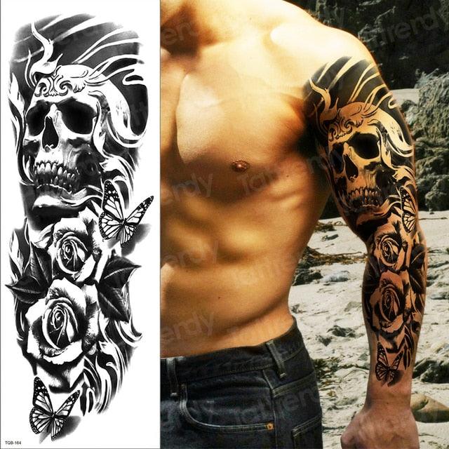 Luxury Black Temporary Tattoo Waterproof Big Lion Tattoo For Body Arm Legs Modern Large Design