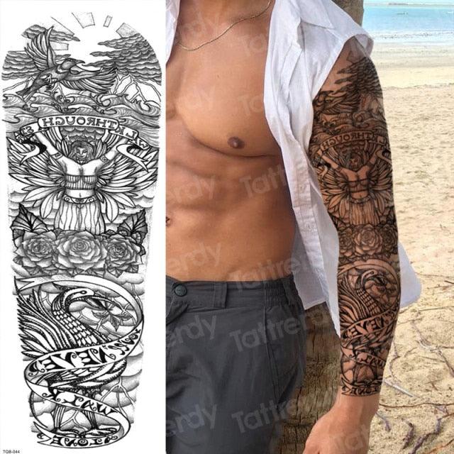Luxury Black Temporary Tattoo Waterproof Big Lion Tattoo For Body Arm Legs Modern Large Design