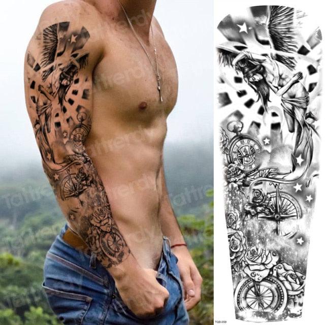 Luxury Black Temporary Tattoo Waterproof Big Lion Tattoo For Body Arm Legs Modern Large Design