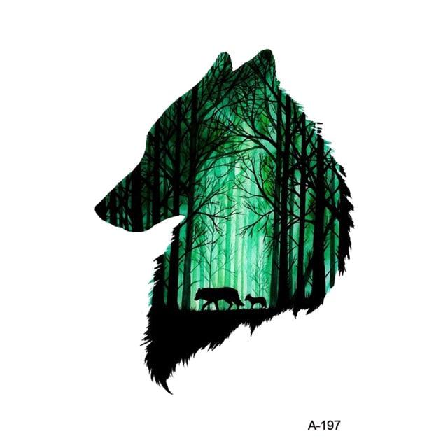 Temporary Animal Head Wolf Design Waterproof Body Sticker Fashion Tattoo For Womens Mens