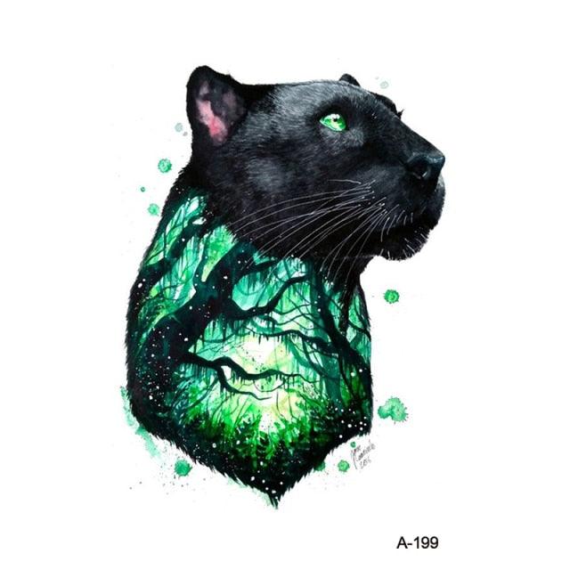 Temporary Animal Head Wolf Design Waterproof Body Sticker Fashion Tattoo For Womens Mens
