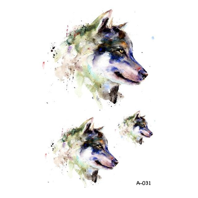 Temporary Animal Head Wolf Design Waterproof Body Sticker Fashion Tattoo For Womens Mens