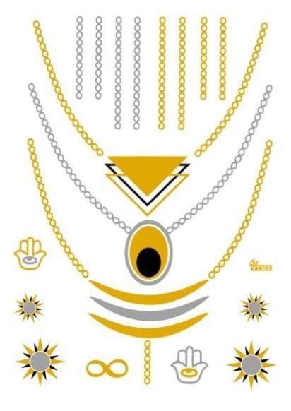 Luxury Metallic Temporary Tattoo Gold Silver Flower Sticker Long Lasting Gold Design For Womens