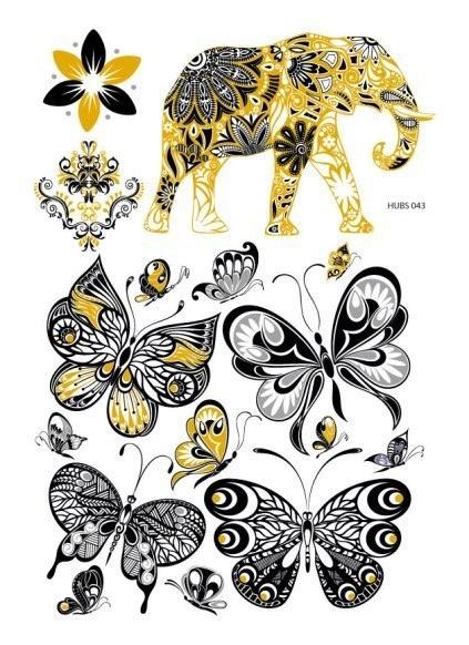 Luxury Metallic Temporary Tattoo Gold Silver Flower Sticker Long Lasting Gold Design For Womens