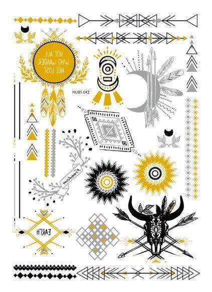 Luxury Metallic Temporary Tattoo Gold Silver Flower Sticker Long Lasting Gold Design For Womens