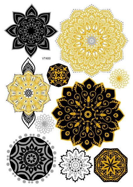 Luxury Metallic Temporary Tattoo Gold Silver Flower Sticker Long Lasting Gold Design For Womens