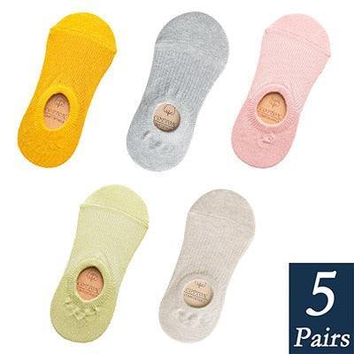 Women's Cute Cotton Invisible No Show Non-Slip Summer Candy Solid Color Silicone Short Socks Fashion Thin Ankle Boat Socks
