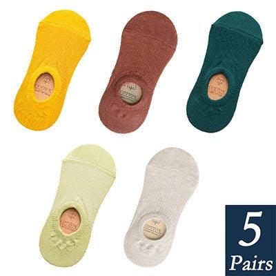 Women's Cute Cotton Invisible No Show Non-Slip Summer Candy Solid Color Silicone Short Socks Fashion Thin Ankle Boat Socks