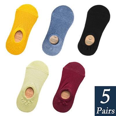 Women's Cute Cotton Invisible No Show Non-Slip Summer Candy Solid Color Silicone Short Socks Fashion Thin Ankle Boat Socks