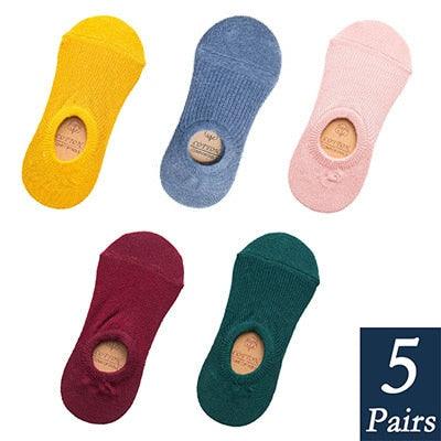 Women's Cute Cotton Invisible No Show Non-Slip Summer Candy Solid Color Silicone Short Socks Fashion Thin Ankle Boat Socks