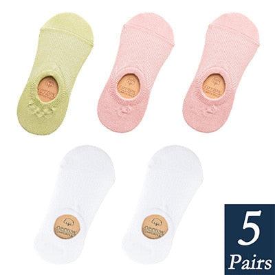 Women's Cute Cotton Invisible No Show Non-Slip Summer Candy Solid Color Silicone Short Socks Fashion Thin Ankle Boat Socks