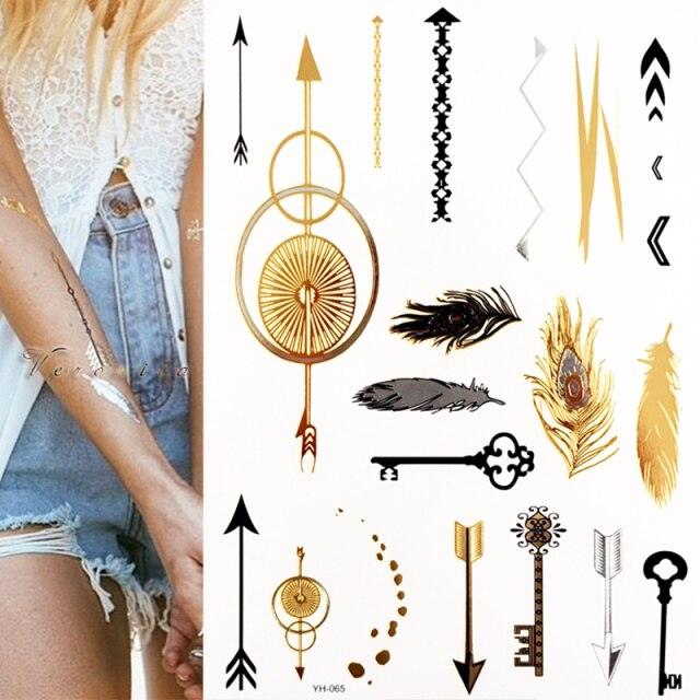 Body Tattoo Art Painting Stickers Glitter Gold Silver Temporary Waterproof Nontoxic Long Lasting Tattoos