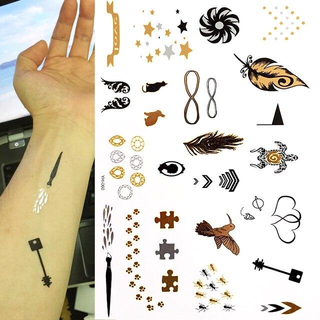 Body Tattoo Art Painting Stickers Glitter Gold Silver Temporary Waterproof Nontoxic Long Lasting Tattoos