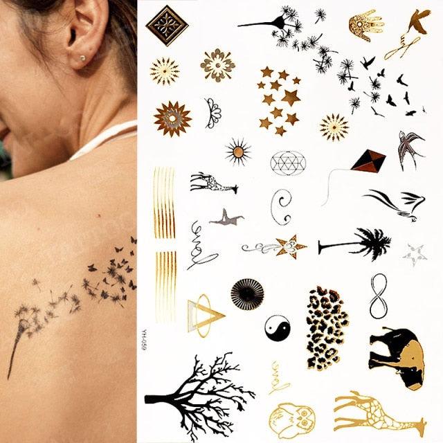 Body Tattoo Art Painting Stickers Glitter Gold Silver Temporary Waterproof Nontoxic Long Lasting Tattoos