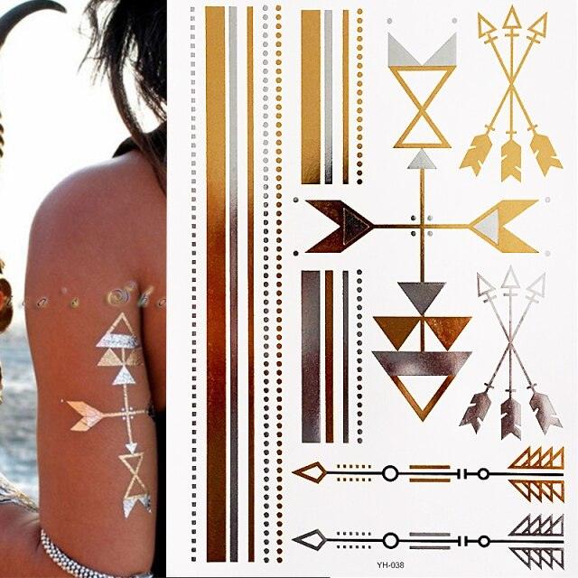 Body Tattoo Art Painting Stickers Glitter Gold Silver Temporary Waterproof Nontoxic Long Lasting Tattoos