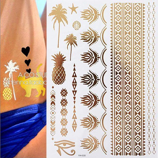 Body Tattoo Art Painting Stickers Glitter Gold Silver Temporary Waterproof Nontoxic Long Lasting Tattoos