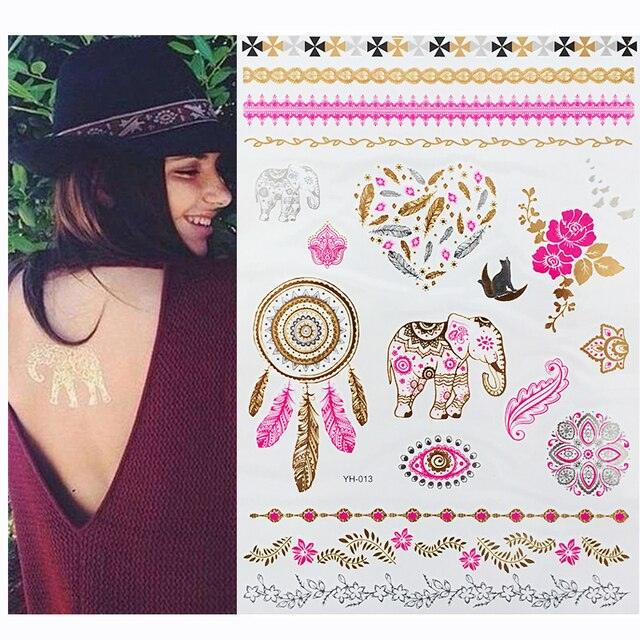 Body Tattoo Art Painting Stickers Glitter Gold Silver Temporary Waterproof Nontoxic Long Lasting Tattoos