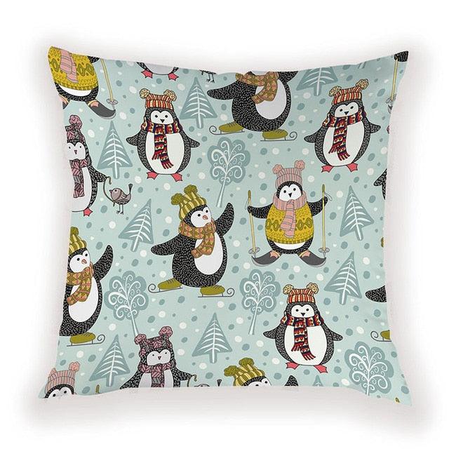 New Year Christmas Decorations Pillows Cover Christmas Décor for Home Christmas Tree Snowflake Snowman Reindeer Home Decor Throw Pillow Case Cushion Cover Santa Merry Christmas Gift Xmas 45x45cm