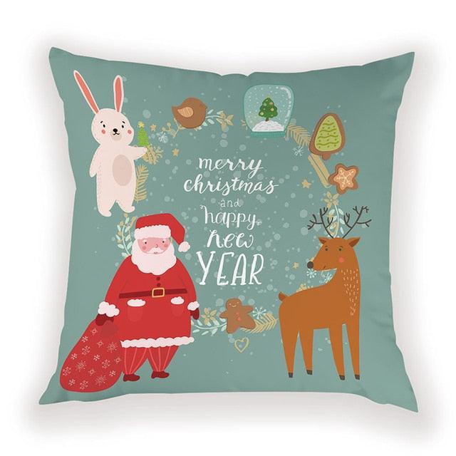 New Year Christmas Decorations Pillows Cover Christmas Décor for Home Christmas Tree Snowflake Snowman Reindeer Home Decor Throw Pillow Case Cushion Cover Santa Merry Christmas Gift Xmas 45x45cm