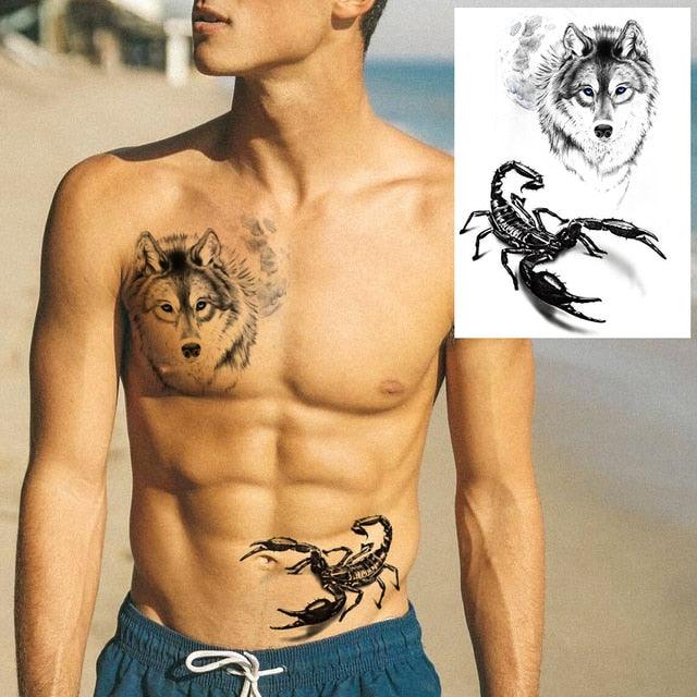 Big Black Tiger Tattoos Waterproof Leopard Tatoos Large Monster Body Arm Legs Tattoo Cool Tiger Face Temporary Tattoos For Women Men