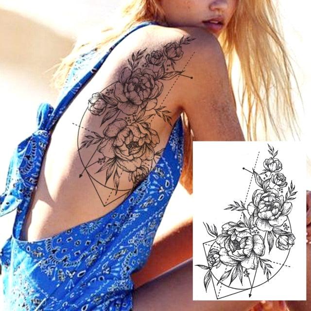 Realistic Tattoos Temporary Womens Flower Sticker Tattoos Waterproof Women Body Art Fake Legs Tattoo Stickers