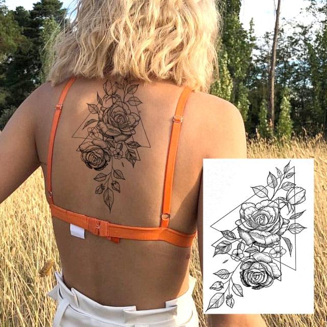 Realistic Tattoos Temporary Womens Flower Sticker Tattoos Waterproof Women Body Art Fake Legs Tattoo Stickers