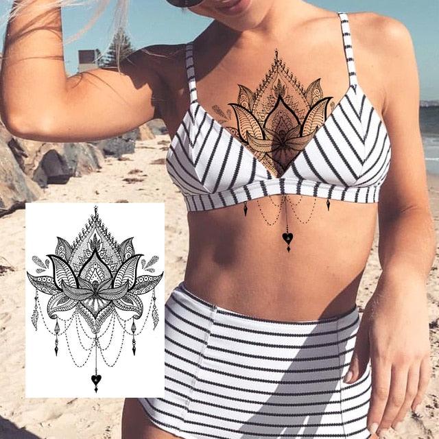 Realistic Tattoos Temporary Womens Flower Sticker Tattoos Waterproof Women Body Art Fake Legs Tattoo Stickers