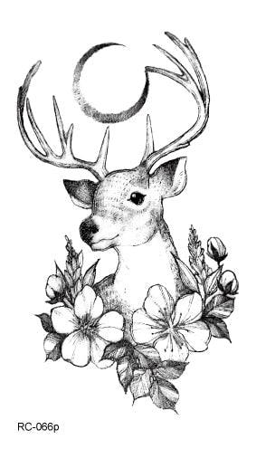 Luxury Head Deer Waterproof Temporary Stickers Tattoo Modern Colorful Tatoo For Women Men