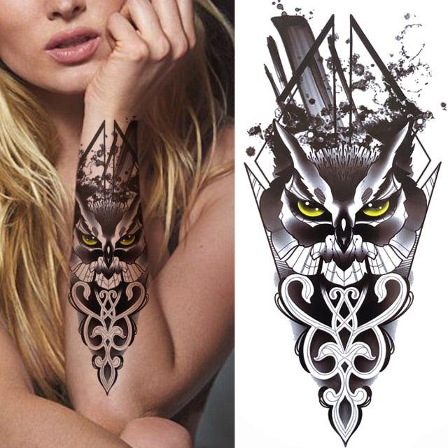 Large Wolf Tiger Black Tattoo Sticker Evil Death Temporary Tattoo Waterproof Big Tattoo Stickers For Mens Womens