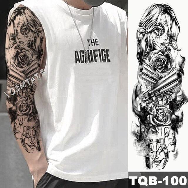 Large Tattoo Sleeve Arm Waterproof Temporary Sticker Tiger Fox For Arm Luxury Colorful Design