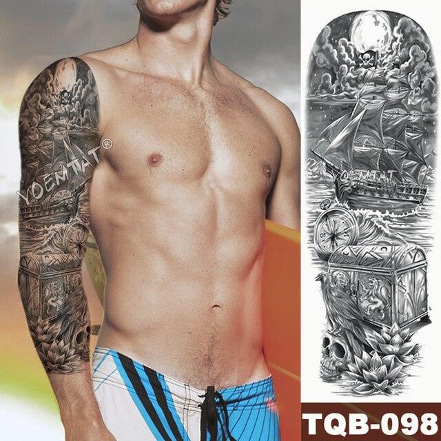 Large Tattoo Sleeve Arm Waterproof Temporary Sticker Tiger Fox For Arm Luxury Colorful Design