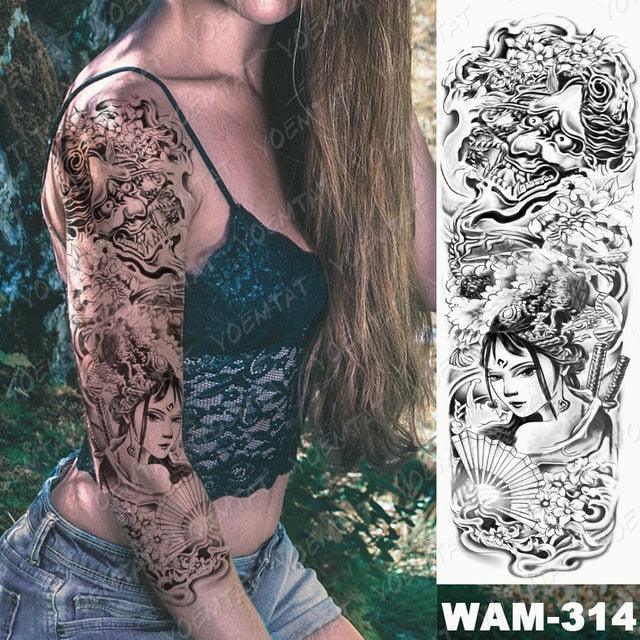Large Tattoo Sleeve Arm Waterproof Temporary Sticker Tiger Fox For Arm Luxury Colorful Design