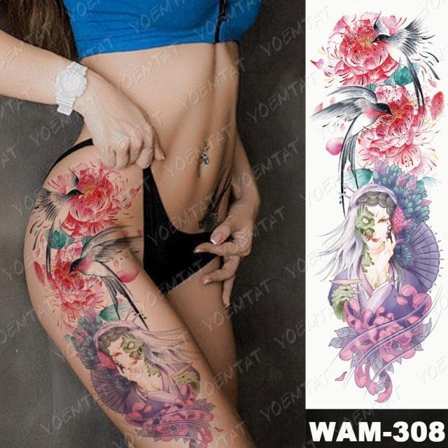 Large Tattoo Sleeve Arm Waterproof Temporary Sticker Tiger Fox For Arm Luxury Colorful Design