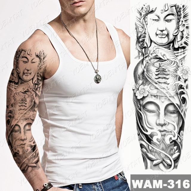 Large Tattoo Sleeve Arm Waterproof Temporary Sticker Tiger Fox For Arm Luxury Colorful Design
