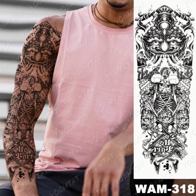 Large Tattoo Sleeve Arm Waterproof Temporary Sticker Tiger Fox For Arm Luxury Colorful Design