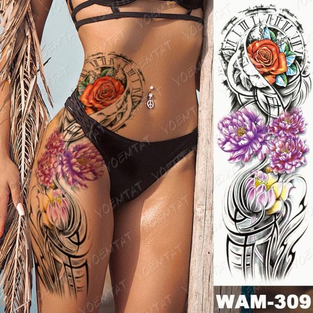 Large Tattoo Sleeve Arm Waterproof Temporary Sticker Tiger Fox For Arm Luxury Colorful Design