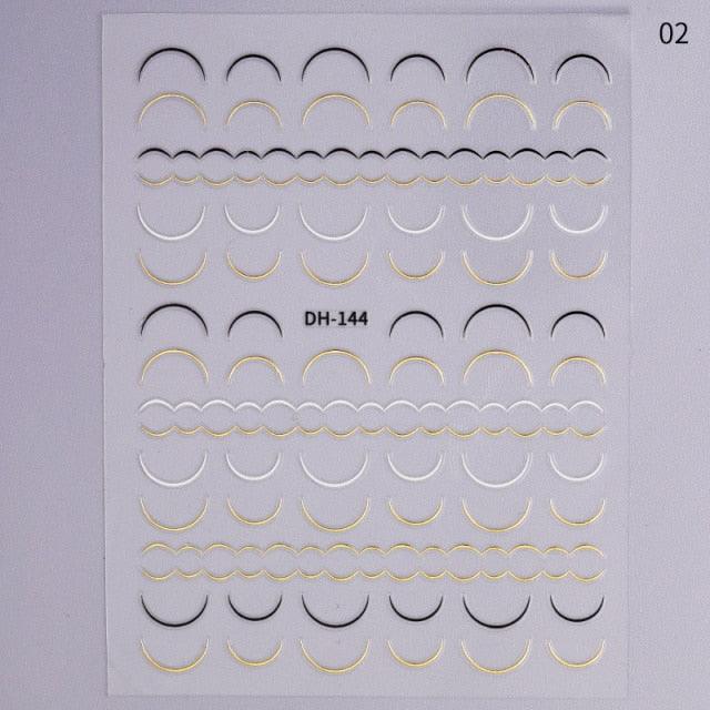 Gold Silver 3D Nail Sticker Curve Stripe Lines Nails Stickers Gradient Adhesive Striping Tape Nail Art Stickers Decal Decoration Metallic Curve Strip Line Nail Decal Self-Adhesive 3D Wave Design Decoration for Women Girls