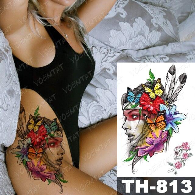 Gladiator Temporary Tattoo Sticker Flower Waterproof Big Modern Womens Mens Body Tattoo Luxury Design