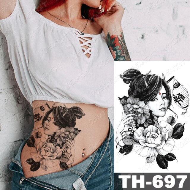 Gladiator Temporary Tattoo Sticker Flower Waterproof Big Modern Womens Mens Body Tattoo Luxury Design