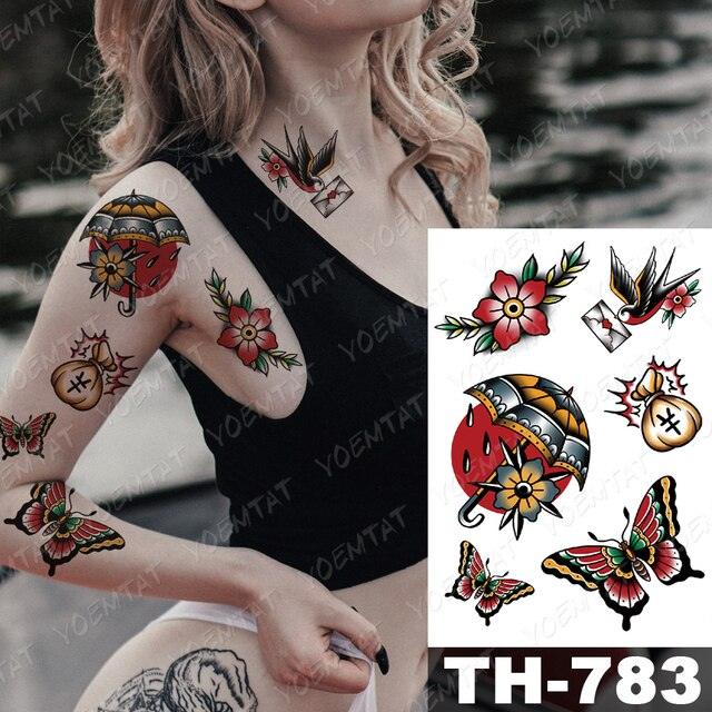Gladiator Temporary Tattoo Sticker Flower Waterproof Big Modern Womens Mens Body Tattoo Luxury Design