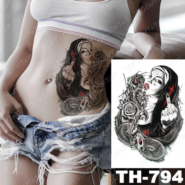 Luxury Big Waterproof Temporary Sticker Tattoo Large Flowers And Animals Body Tattos For Womens