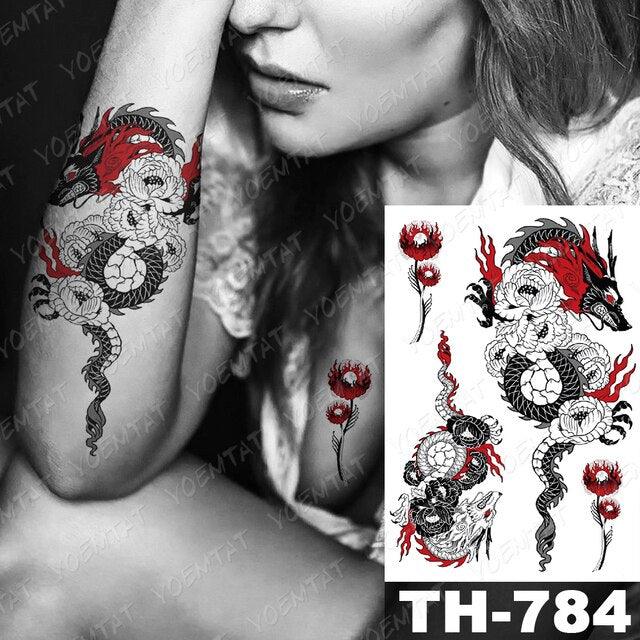 Luxury Big Waterproof Temporary Sticker Tattoo Large Flowers And Animals Body Tattos For Womens