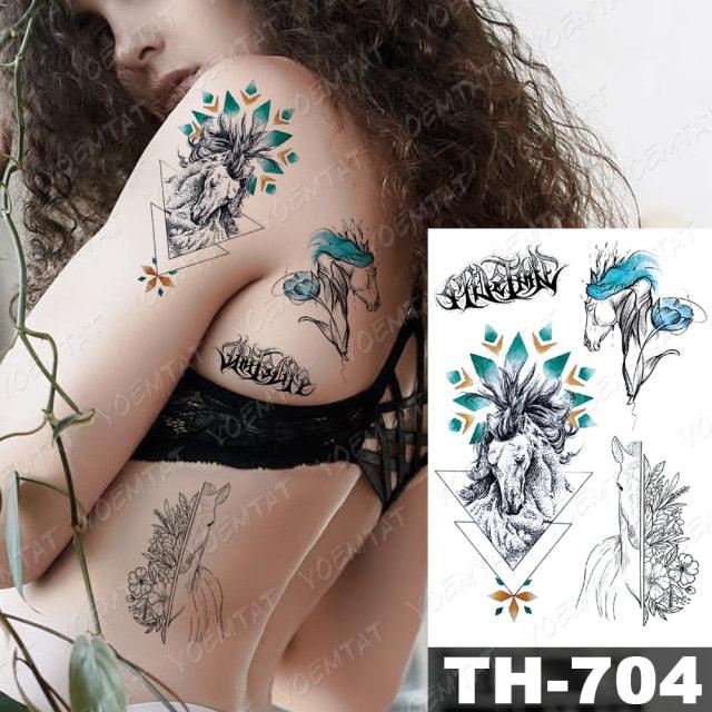 Luxury Big Waterproof Temporary Sticker Tattoo Large Flowers And Animals Body Tattos For Womens