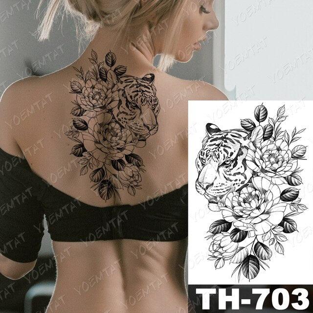Luxury Big Waterproof Temporary Sticker Tattoo Large Flowers And Animals Body Tattos For Womens