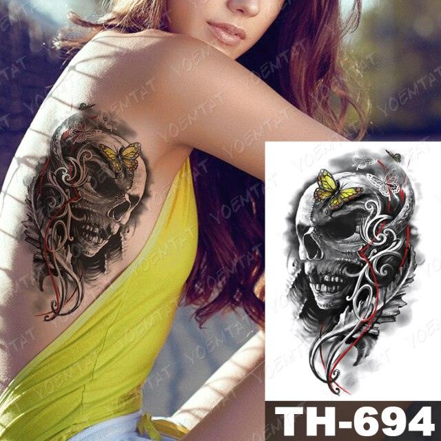 Luxury Big Waterproof Temporary Sticker Tattoo Large Flowers And Animals Body Tattos For Womens