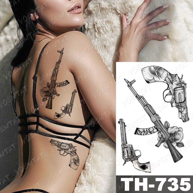 Luxury Big Waterproof Temporary Sticker Tattoo Large Flowers And Animals Body Tattos For Womens
