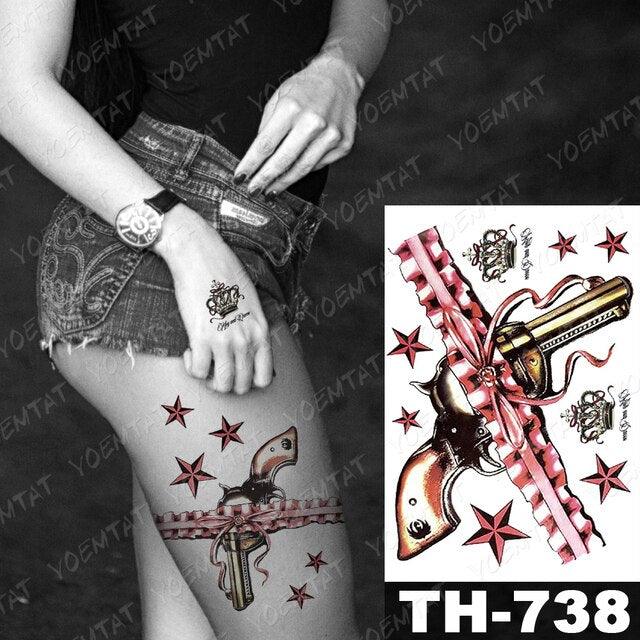 Luxury Big Waterproof Temporary Sticker Tattoo Large Flowers And Animals Body Tattos For Womens