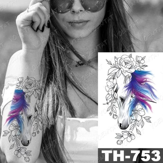 Luxury Big Waterproof Temporary Sticker Tattoo Large Flowers And Animals Body Tattos For Womens