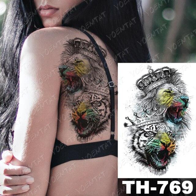 Luxury Big Waterproof Temporary Sticker Tattoo Large Flowers And Animals Body Tattos For Womens